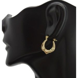 Real 10k Solid Yellow Gold Faceted Donut Creole Earrings 17.6mm